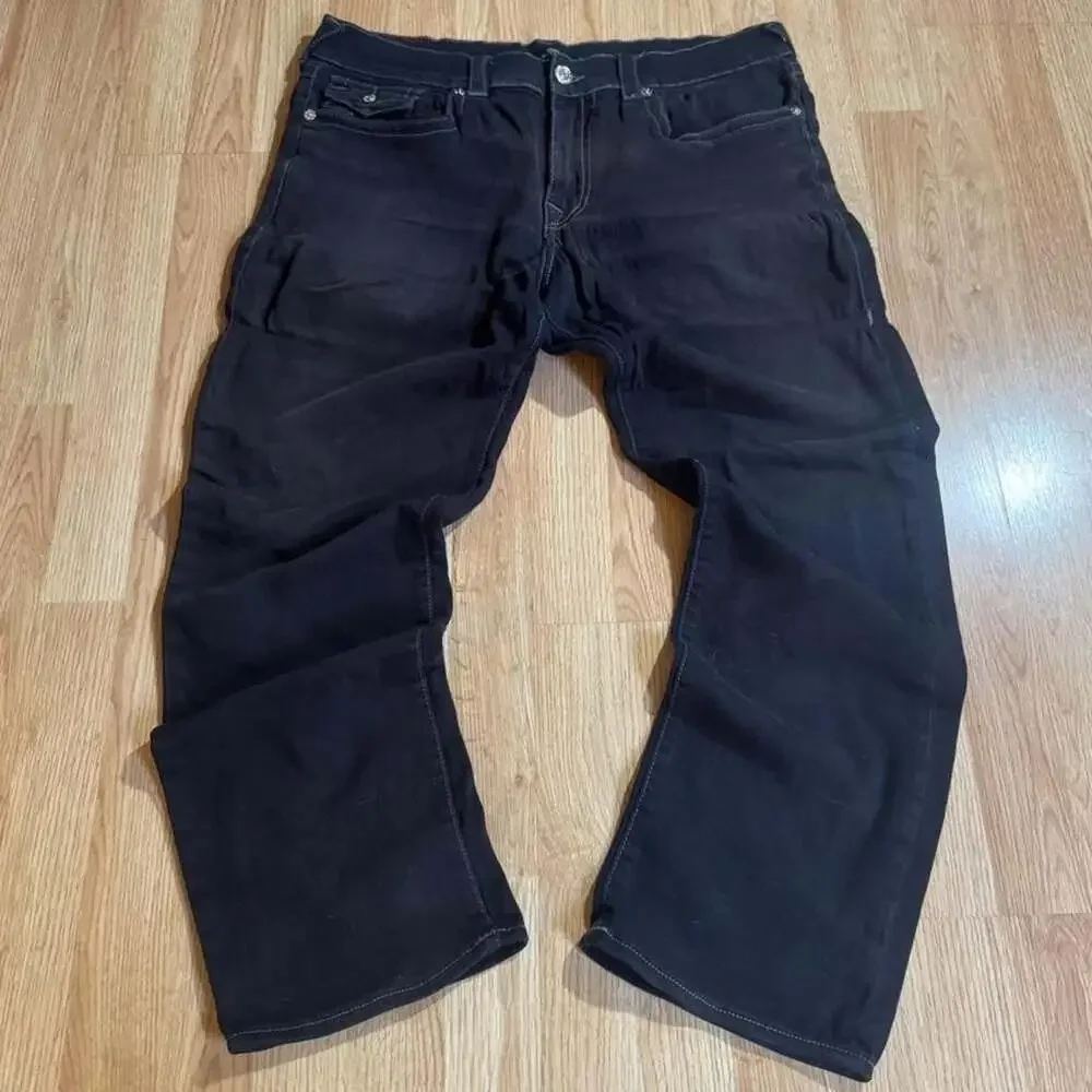 True Religion Ricky Relaxed Straight Leg Jeans Black Size 36